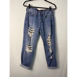 Hollister Low Rise Boyfriend Jeans Ripped Medium‎ Wash Women's Size 26x25 - 3R